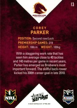 2011 NRL Strike #013 Corey Parker Back